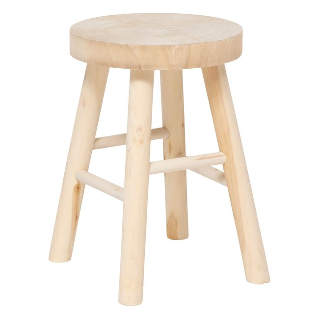 Tabouret d'appoint en bois massif NYAR Couleur beige <span itemprop=