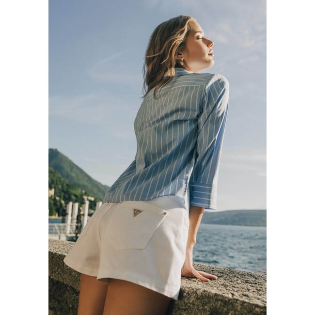 Short En Denim Tressé blanc <span itemprop=