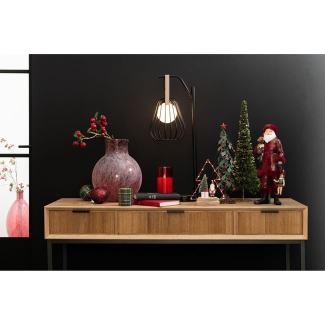 Console en bois naturel et métal noir avec 3 tiroirs - ESTER Couleur bois clair <span itemprop=