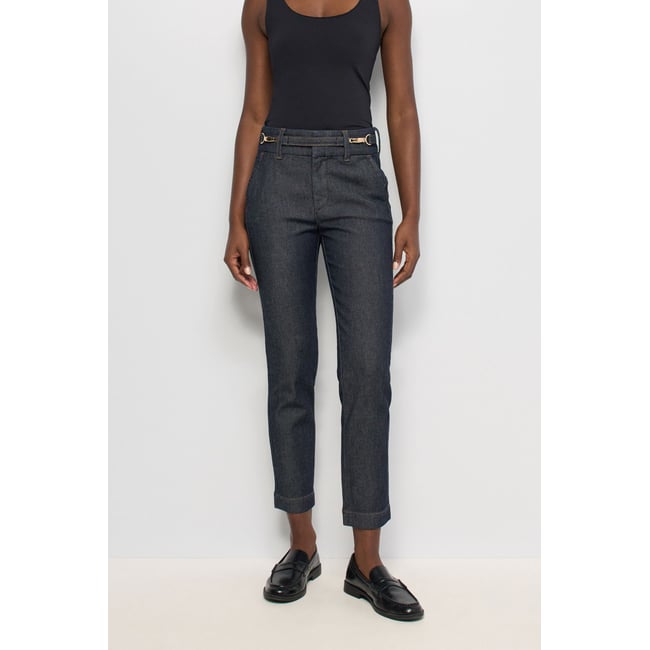 SECRET CHINO PUSH IN CROPPED SLIM bleu foncé <span itemprop=