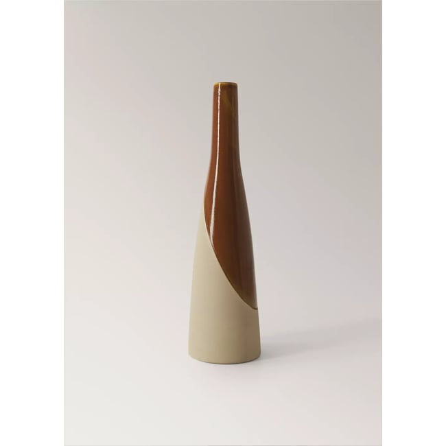 Vase 100 % grès bicolore Couleur marron <span itemprop=