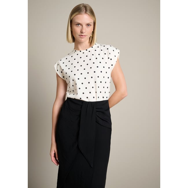 T-shirt à pois blanc vanille <span itemprop=