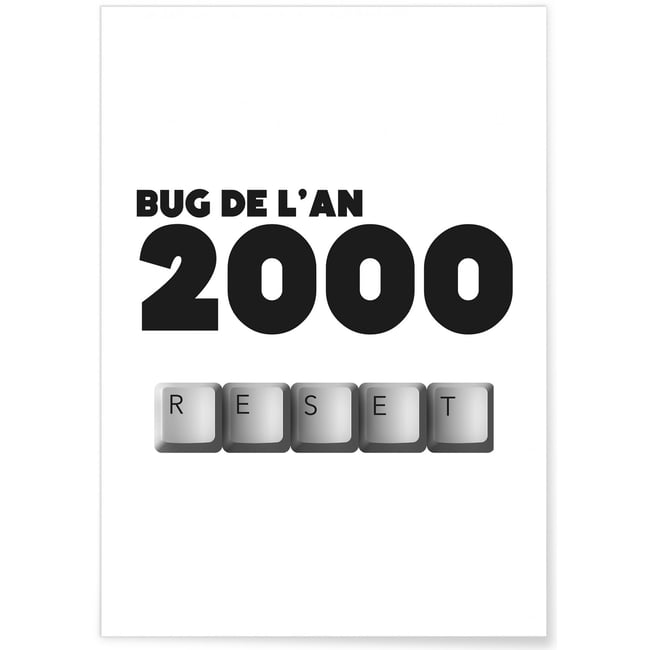 Affiche Bug de l'an 2000 Couleur blanc <span itemprop=