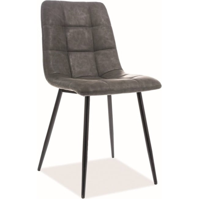 Chaise matelassée collection VIRVE Couleur gris effet cuir patiné et noir mat <span itemprop=