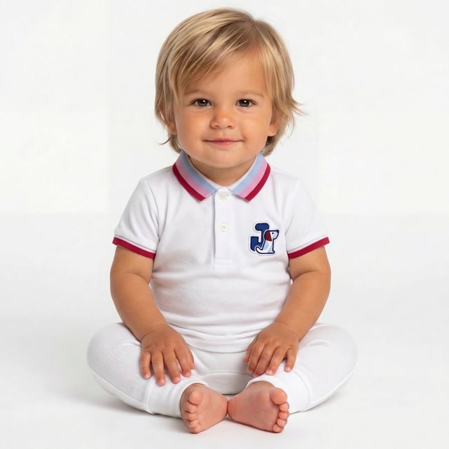 Polo bébé - Très bon état blanc <span itemprop=