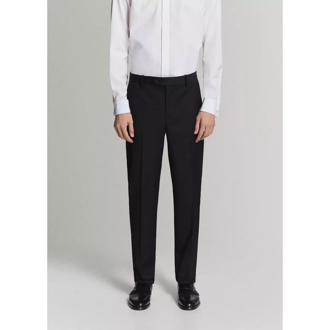 Pantalon costume smoking slim-fit noir <span itemprop=