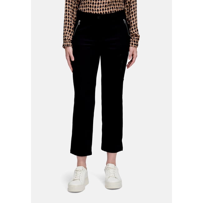 Pantalon casual à fermeture zippée noir <span itemprop=