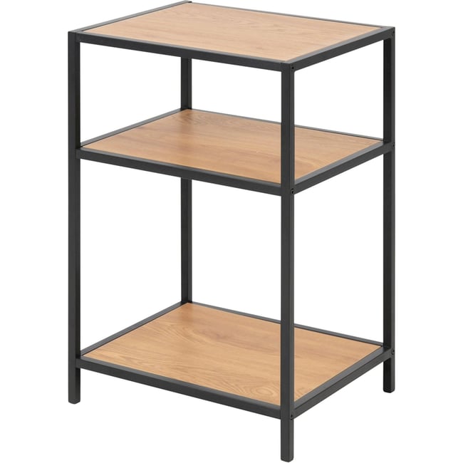 Table de chevet métal collection SEAFORD Couleur effet chêne et noir <span itemprop=