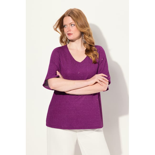 T-shirt doublé et brillant mûre <span itemprop=