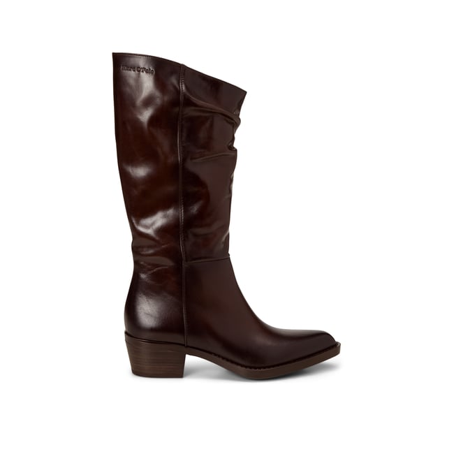 Bottes de style western, modèle Rodeo en cuir de veau de première qualité marron foncé <span itemprop=