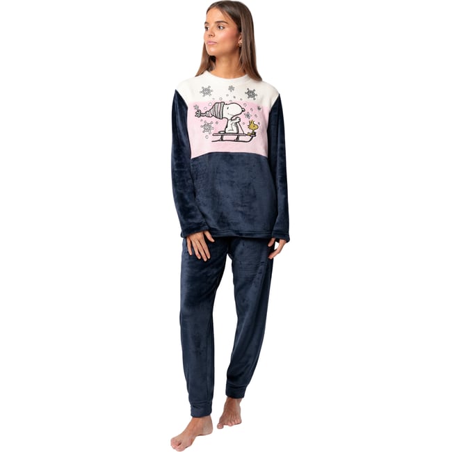 Pyjama pantalon top manches longues Snow Drift Peanuts bleu <span itemprop=