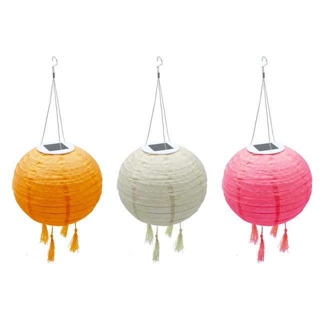 Lot de 3 lampion solaire SHANGRI LA Couleur multicolore <span itemprop=