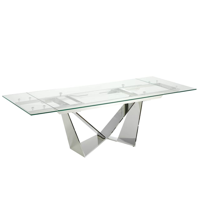 Table à manger extensible en verre Couleur verre | acier <span itemprop=
