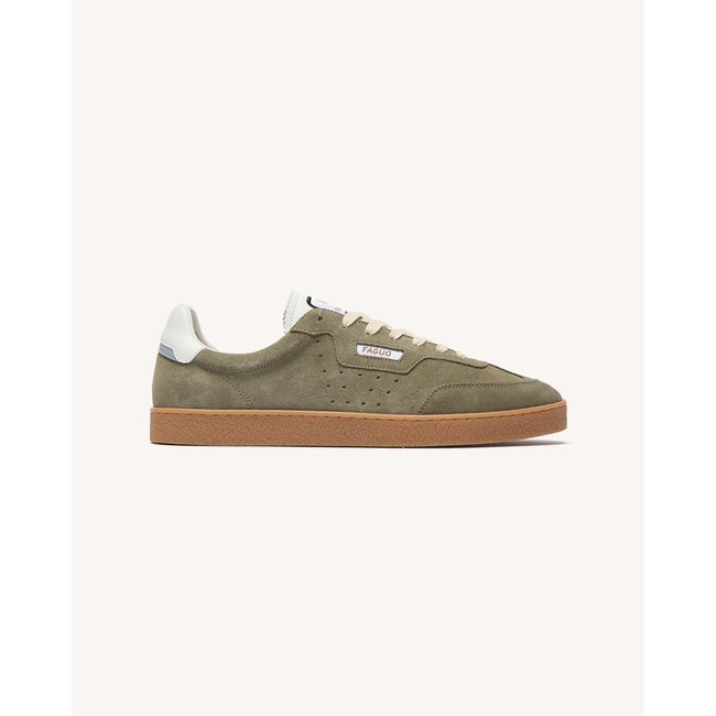 Baskets basses suede LUMBO LUMBO kaki foncé <span itemprop=