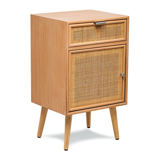 Table de chevet 1 porte, 1 tiroir, NARA Couleur bois naturel <span itemprop=