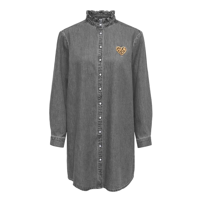 Robe en denim col mao, petit cœur poitrine - ONLY