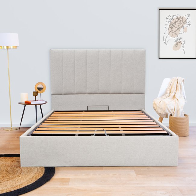 Lit coffre COURCHEVEL Couleur beige <span itemprop=