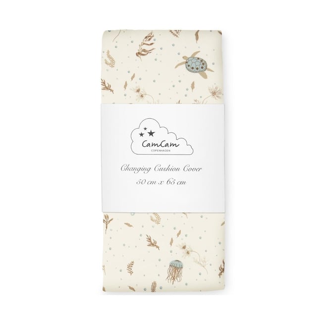 Housse de matelas à langer bébé bleu, marron, écru <span itemprop=