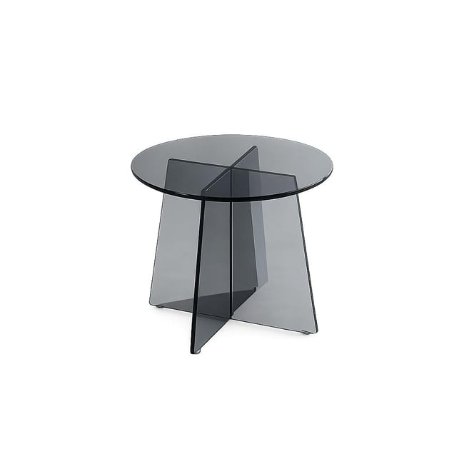 Bout de canapé rond en verre fumé noir VETRO Couleur transparent <span itemprop=