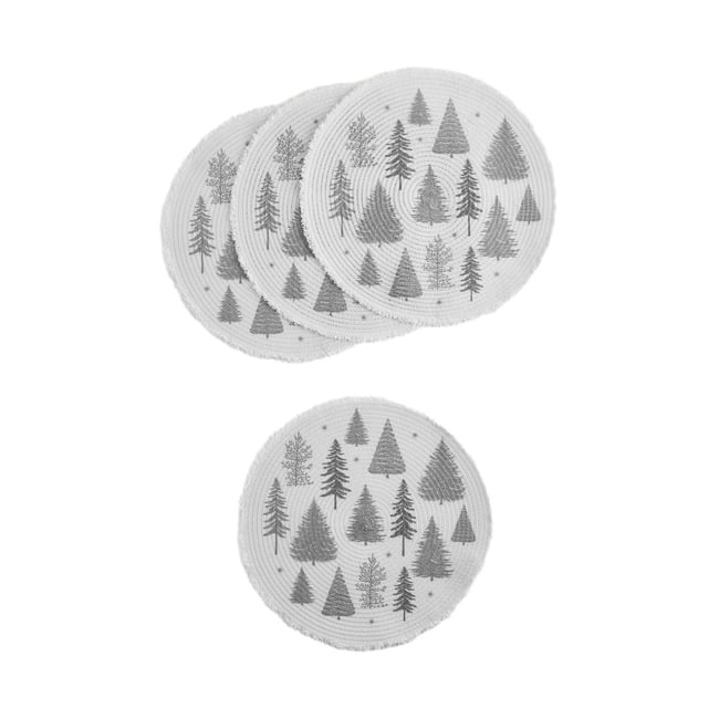 Sets de table tissés noël, lot 4 Couleur gris <span itemprop=