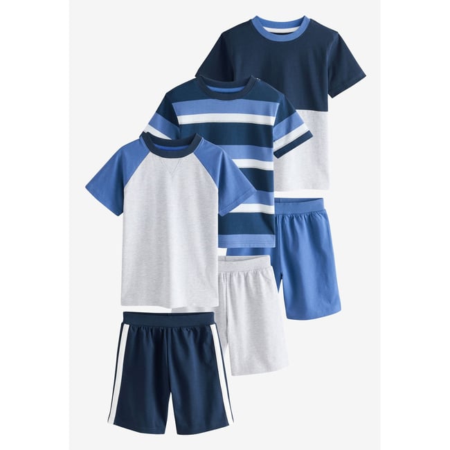 Pyjama short, lot de 3 bleu marine/gris <span itemprop=