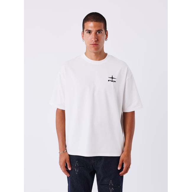 T-shirt Graphique fleur blanc cassé <span itemprop=