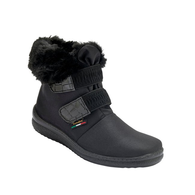 Boots imperméables à scratchs noir <span itemprop=