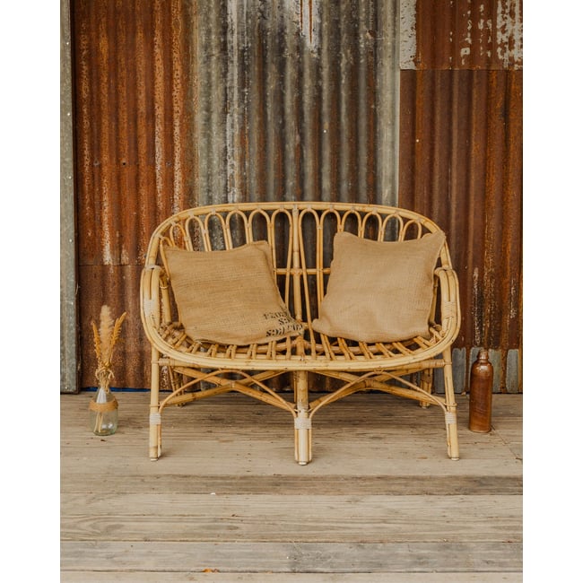 Banquette en bambou Martine N°169 - Bon état Couleur bois clair <span itemprop=