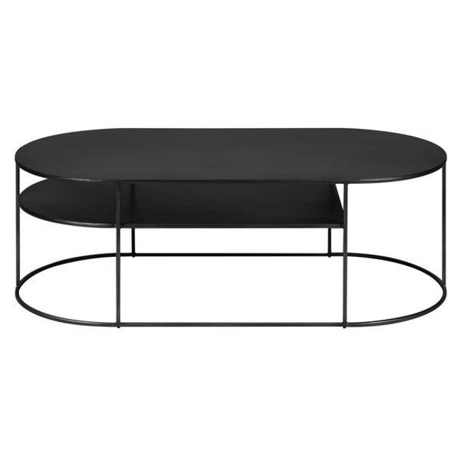 Table basse métal noir ovale 120 cm deux plateaux GRAYSON Couleur noir carbone <span itemprop=