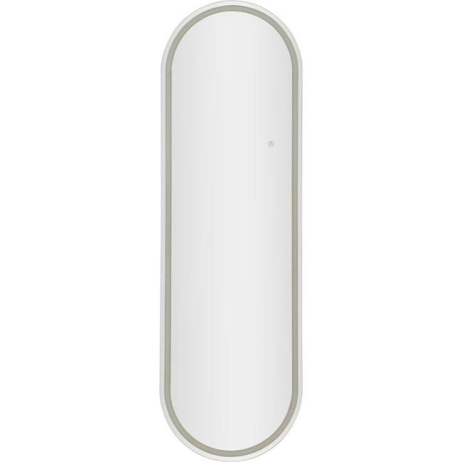 Miroir mural ovale LED cadre aluminium MODERN Couleur miroir et beige clair <span itemprop=