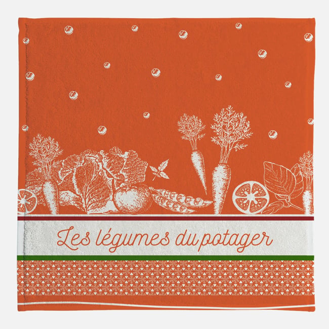 Essuie-mains LÉGUMES DU POTAGER orange <span itemprop=