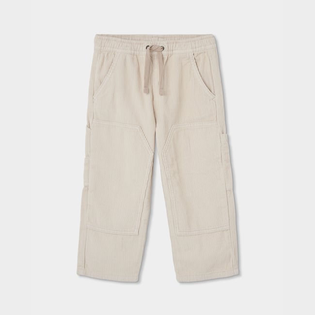 Pantalon velours cotelé garçon avec poches beige <span itemprop=