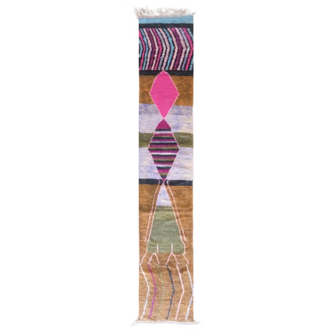 Tapis de couloir berbère marocain pure laine 78 x 371 cm Couleur palette colorée <span itemprop=