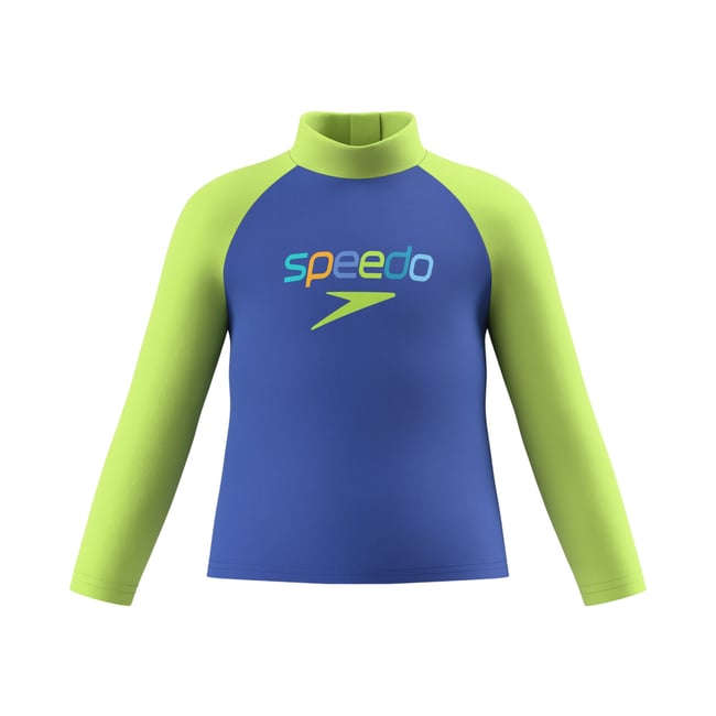 Haut de bain anti-irritation manches longues motif/style logo bleu <span itemprop=