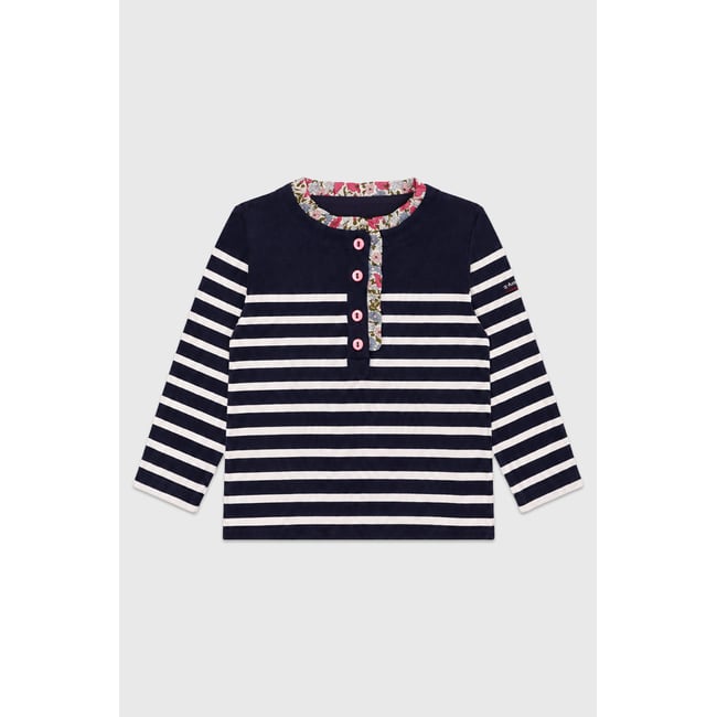 Marinière Liberty Kids - coton rustique marine deep/nature <span itemprop=