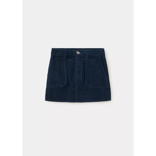 Jupe en velours côtelé coton bleu marine <span itemprop=