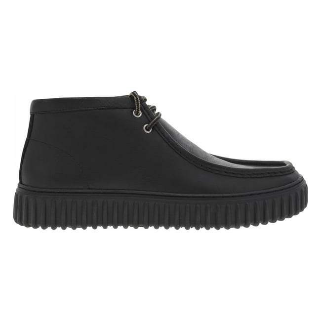 Bottines Clarks en cuir noires et à lacets ronds tressés noires <span itemprop=