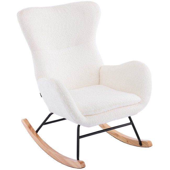 Rocking-chair en tissu bouclé - BEA Couleur beige <span itemprop=