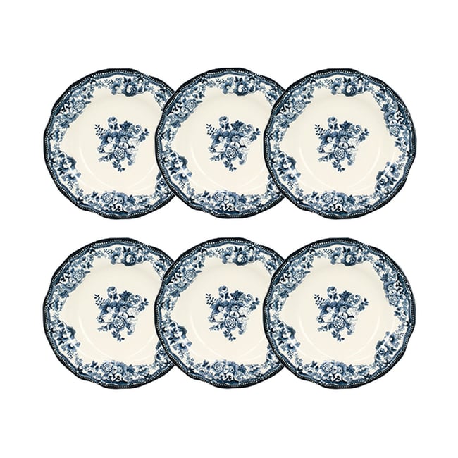 Lot de 6 assiettes creuses en grès 22cm, FAUSTINE - NOVASTYL