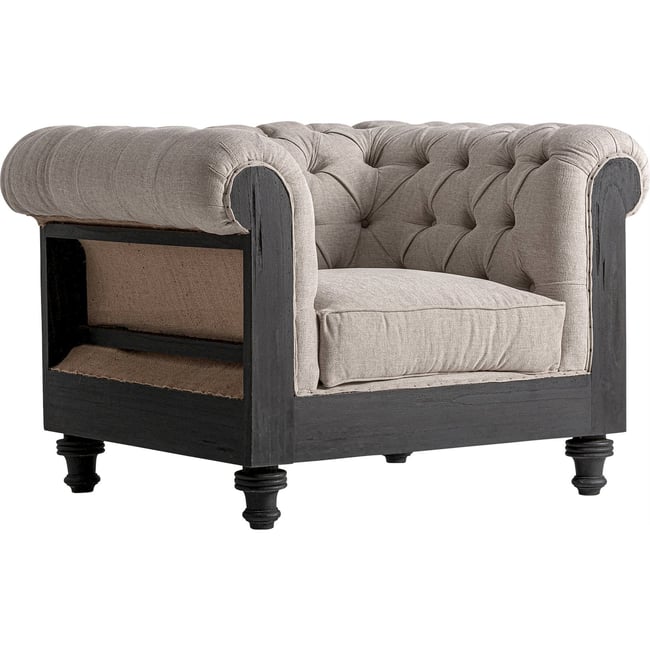 Fauteuil capitonné collection S.GORE Couleur beige et noir <span itemprop=