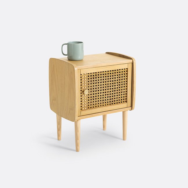 Chevet 1 porte en cannage Tempa Couleur chêne <span itemprop=