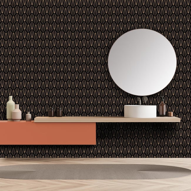 Papier peint, prisme art déco Couleur noir <span itemprop=