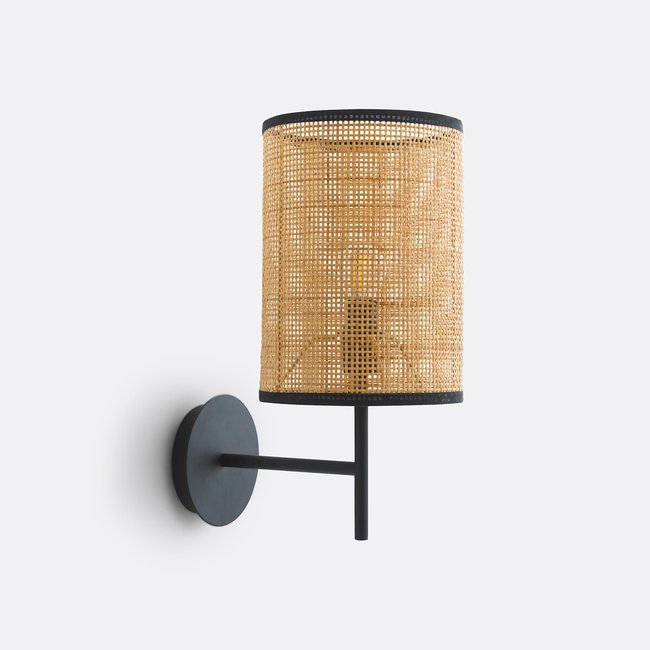 Cara Metal & Cane Wall Light, black/natural, LA REDOUTE INTERIEURS