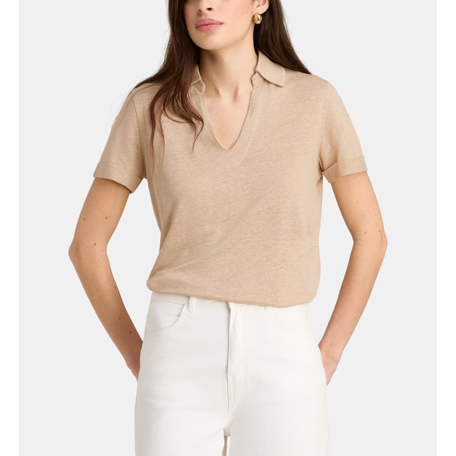 Polo Droit Rolo Lin beige clair <span itemprop=
