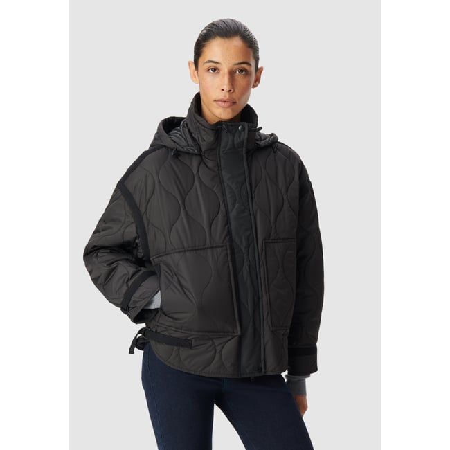 Doudoune matelassée capuche amovible noir <span itemprop=