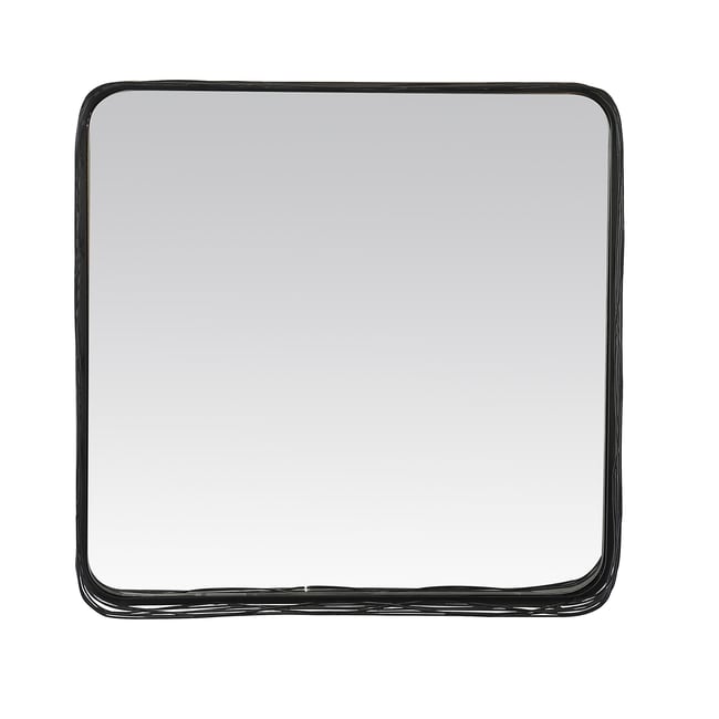 Miroir carré contours filaires métal 80x80cm Couleur noir <span itemprop=