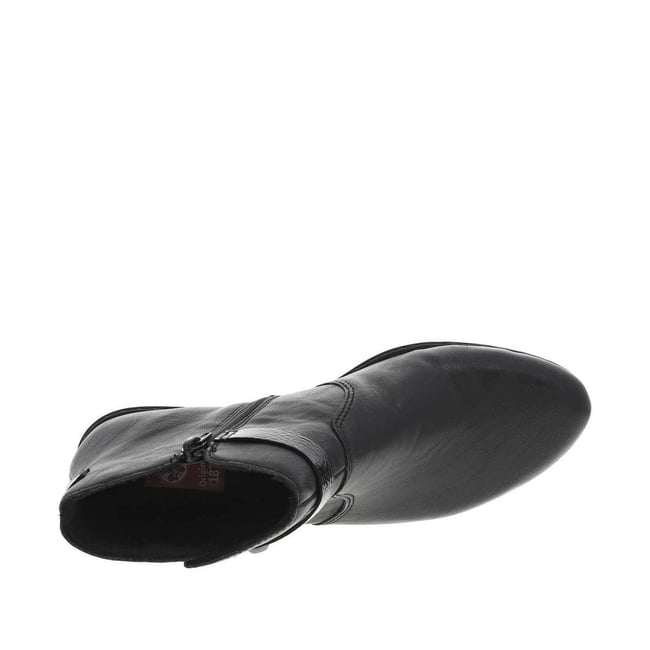 Boots noires à talon décroché bas avec lanière décorative et fermeture zippée noires <span itemprop=