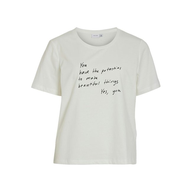 Slogan Print T-Shirt, white, VILA