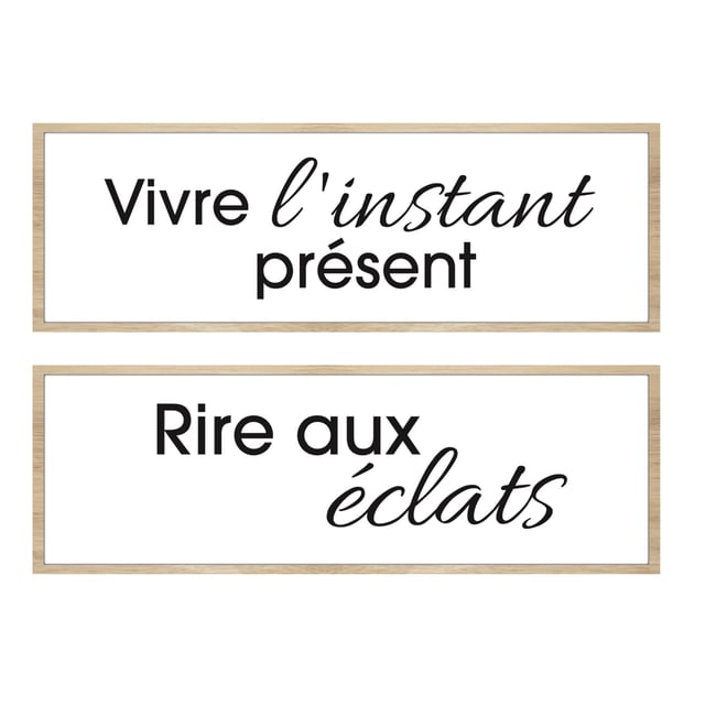 Cadre décoratif slogan 20 x 60 cm (Lot de 2) Couleur v002227 <span itemprop=