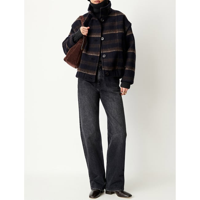 Cappotto corto in misto lana a quadri, PAOLINO navy SESSUN